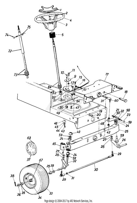 mtd   lawn tractor hydrostatic lt   parts diagram  steering assembly
