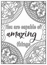 Coloring Pages Motivational Mandala Inspirational Quote Etsy sketch template