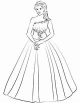 Coloring Gown Xv Ballroom Quinceanera Anos Supercoloring sketch template
