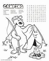 Camping Word Search Coloring Pages Printable Kids Scouts Beaver Bear Scout Campfire Tent Freekidscrafts Camp Girl Template Print Cub Sheets sketch template
