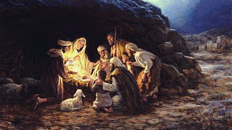 virgin mary jesus christ christmas lights religion painting hd