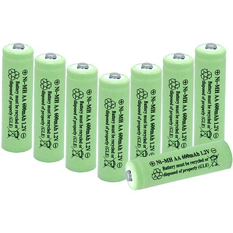8 Pack Aa Batteries Ni Mh 600mah 1 2v Nimh Rechargeable Battery Set For