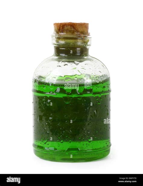 bottle  green liquid isolated  white background stock photo  alamy
