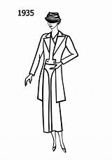 Fashion 1930s Coloring Template A4 sketch template