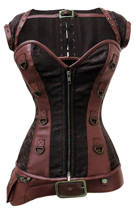 brown faux leather steampunk corset steampunk costumes