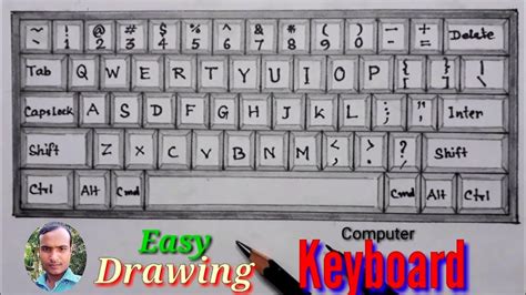 easy computer keyboard drawing step  stephow  draw keyboard youtube