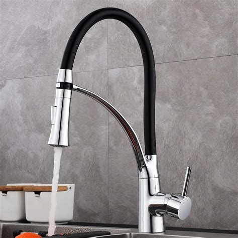 buy gavaer kitchen taps kitchen tap   swivel kitchen mixer  black silicone hose