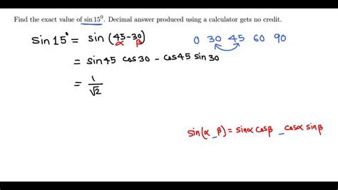 trigonometry exact   sin  youtube