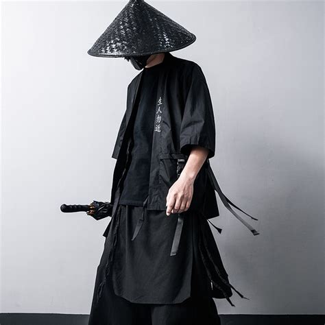 japanese traditional kimono cardigan black cotton fashion