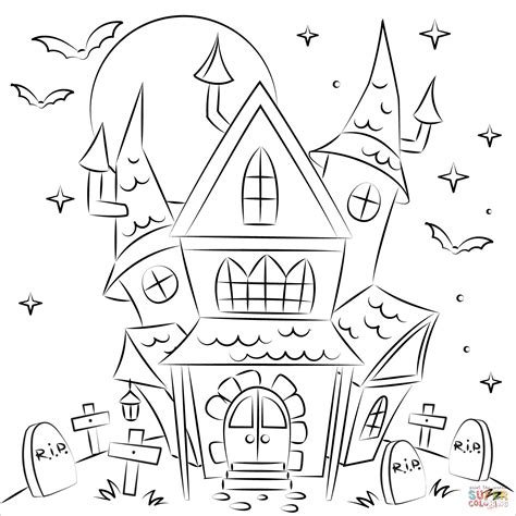 haunted house coloring page  printable coloring pages