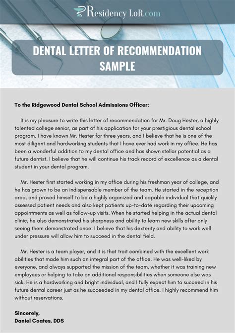 letter  recommendation  dentist writing service