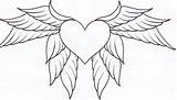 Wings Coloring Hearts Pages Roses Heart Angel Library Clipart Drawing sketch template