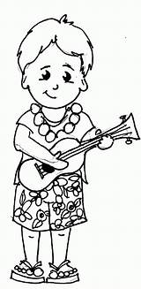 Coloring Pages Ukulele Hawaii Sheet Playing Clipart Kid Hawaiian Kids Color Form Library Clip Choose Board Popular Template sketch template