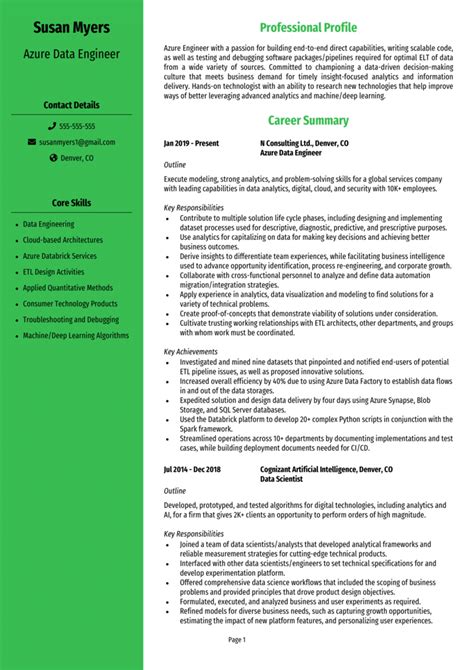 azure data engineer resume  guide  hired quick