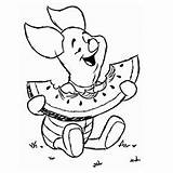 Coloring Pooh Winnie Pages Cute Piglet Printable Watermelon Eating Toddler Will sketch template