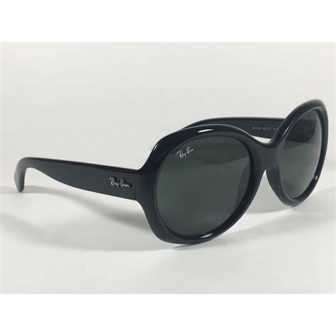 Ray Ban Highstreet Round Sunglasses Black Gloss Nylon Frame Green Lens