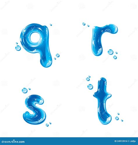 Abc Water Liquid Set Small Letter Q R S T Stock Vector