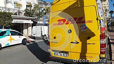 yellow dhl delivery truck  monaco stock footage video  delivery global