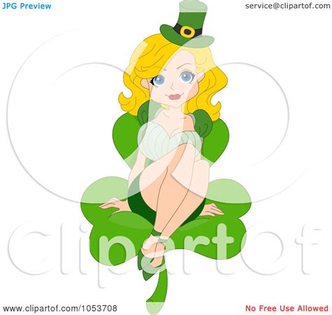 royalty free vector clip art illustration of a sexy st patricks day pinup woman sitting on a