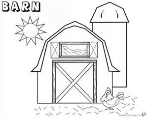 barn coloring pages barn  chicken  sun  printable coloring
