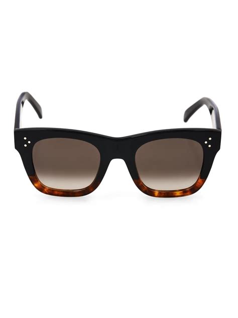 lyst céline square framed acetate sunglasses in black