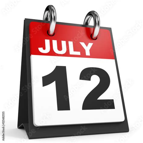 july  calendar  white background stock photo  royalty