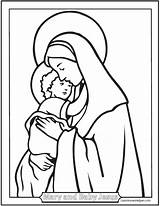 Mary Coloring Mother Jesus Catholic Child Saint Pages Saints Baby sketch template