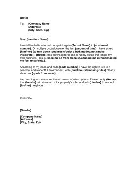 letter      formal complaint   landlord