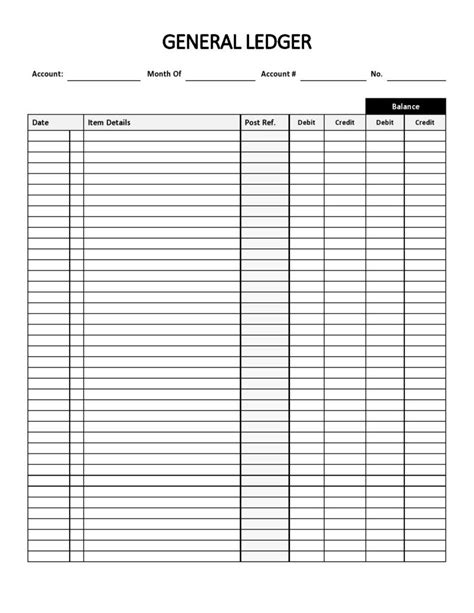 perfect general ledger templates excel word templatelab