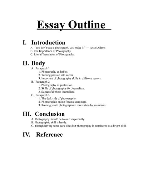 essay outline sampletemplatess