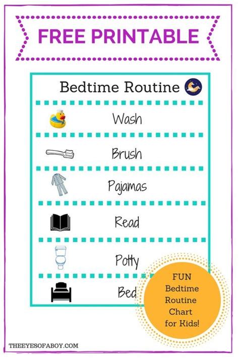 printable bedtime routine chart   kids  toddlers