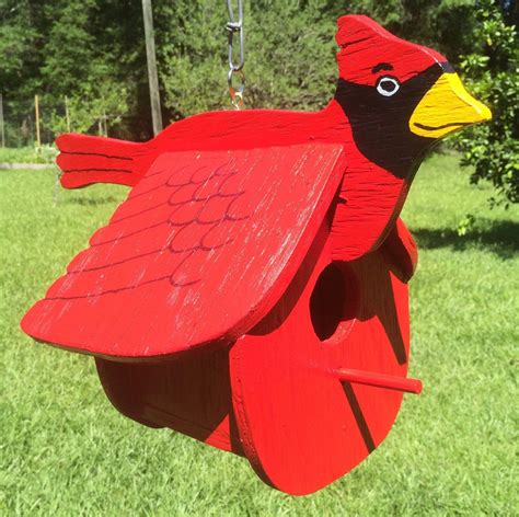 wooden handmade cardinal birdhouse etsy bird houses bird house bird