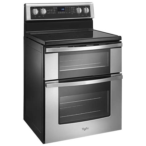 whirlpool  cu ft freestanding electric double oven range  convection  stainless steel