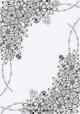 Coloring Pages Border Flower Floral Printable Borders Book Adult Colouring Adults Bloemen Color Vuxna För Flowers Målarbok Banners Colorare Da sketch template