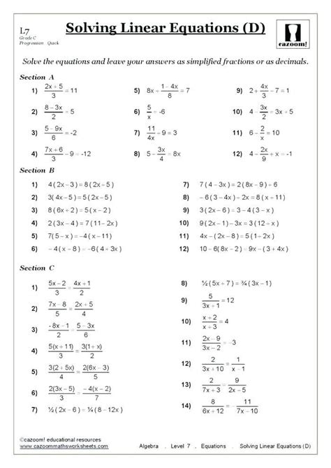 pin  nadine   saikat algebra worksheets solving equations pre