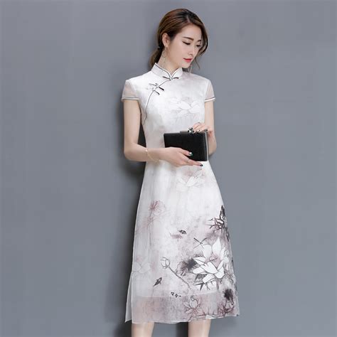 2018 New Long Cheongsam Dress Modern Qipao Dress Sexy