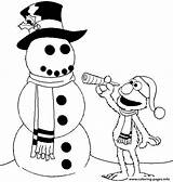 Coloring Snowman Winter Kids Elmo Pages Printable sketch template