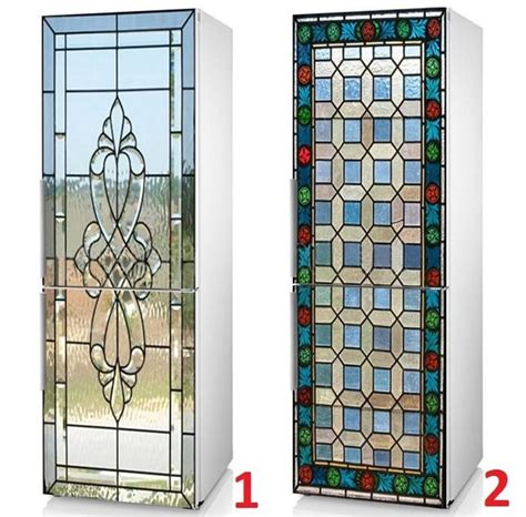 fridge decal stained glass  bevels  colorful stained etsy glass decals refrigerator