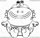 Outlined Sitting Monster Fish Man Clipart Cartoon Cory Thoman Coloring Vector 2021 sketch template
