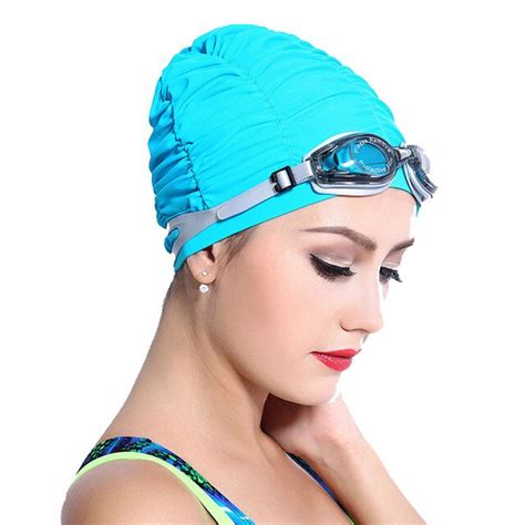 K119 Good Quality Nylon Swimming Cap Solid Red Black Blue Womens Swim