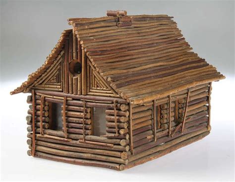 folk art twig log cabin home cabin crafts bird houses diy bird house kits