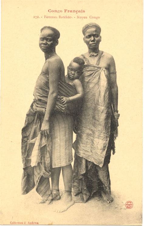 translated caption reads french congo batékées women middle congo mother carrying a