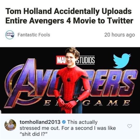 Tom Holland Convinced He Leaked Avengers Endgame After Fake Headline