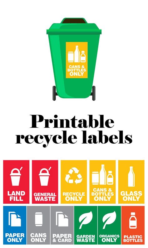 printable labels   rubbish  recycling bins  tazi graphics
