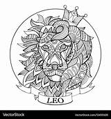 Zodiac Coloring Lion Sign Vector Book Royalty sketch template