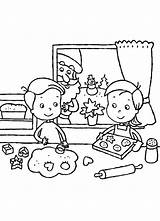 Baking Coloring Pages Kids Cookies Together Two sketch template
