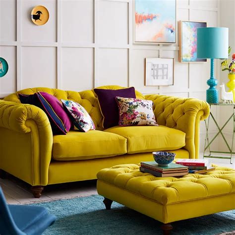 yellow sofa  shining bright   homes  summer