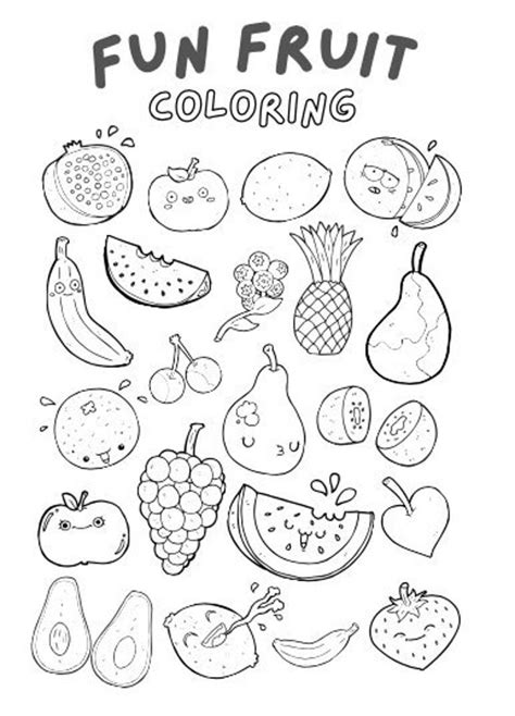 fun fruit coloring etsy