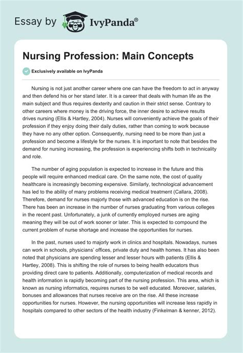 nursing profession main concepts  words essay