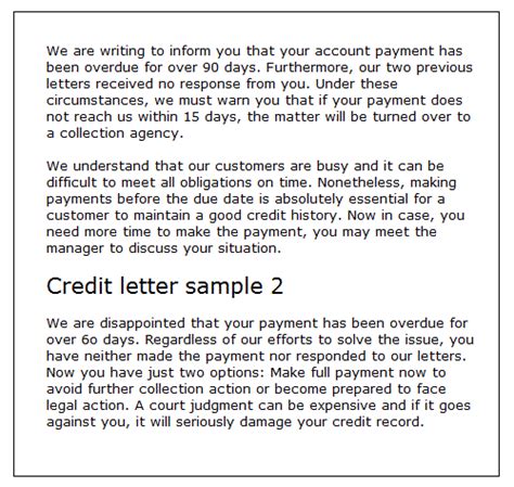 credit letter samples